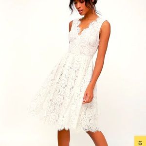 Lulu’s Love Swept White Midi Skater Dress